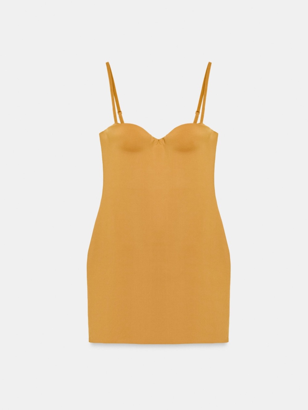ZARA Mustard Yellow Short Strap Slip Dress